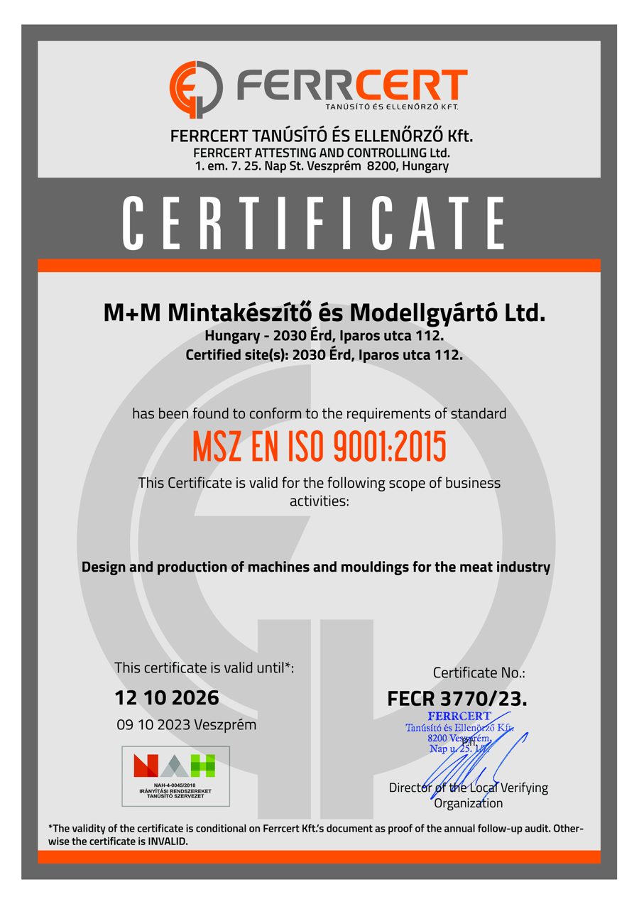 ISO 9001 tanúsítvány