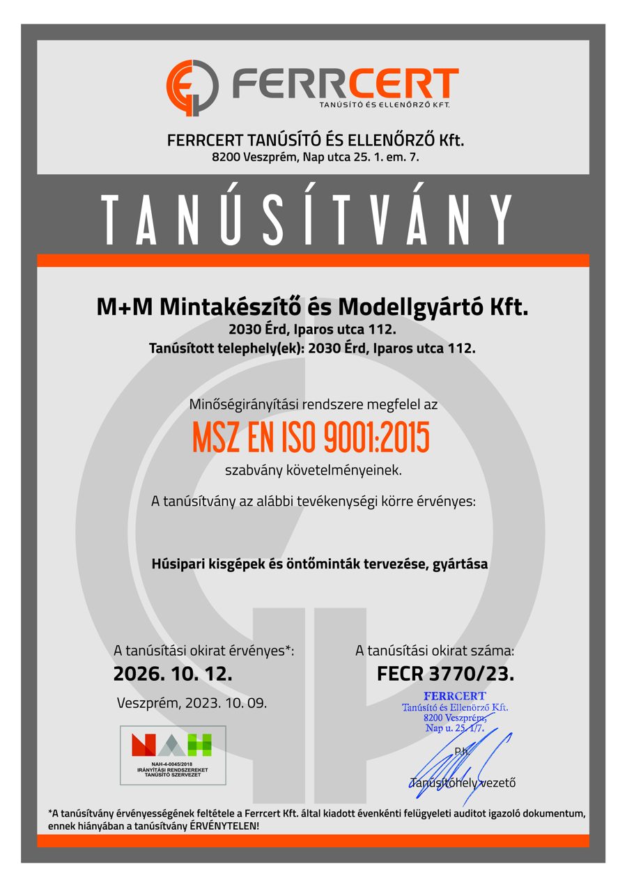 ISO 9001 tanúsítvány